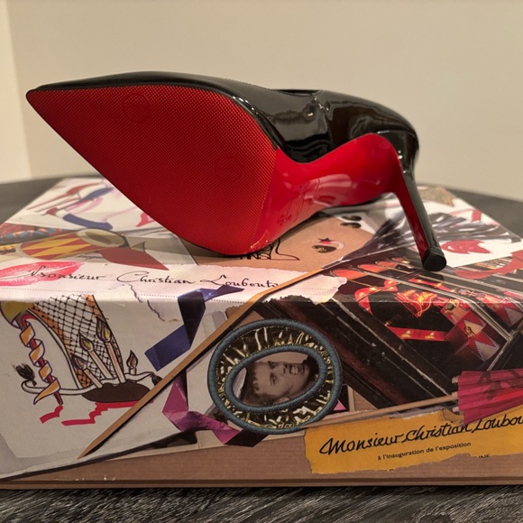 Christian Louboutin 20th Anniversary Pensee Black Patent Leather & Suede Heels - Picture 8 of 16